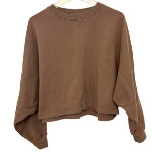 Abercrombie & Fitch Cropped Raw Hem Sweatshirt Earth Tone